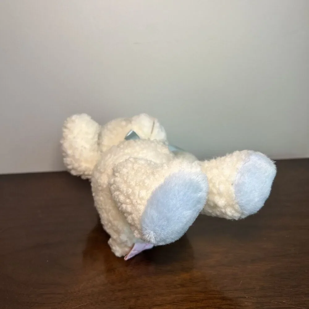 Vintage Russ Lamb Sheep Plush Rattle White Blue Baby 2414 Stuffed Animal 10